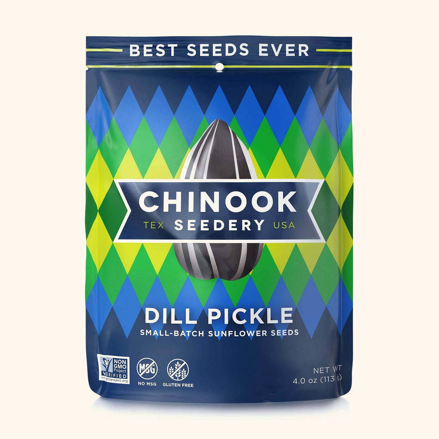 Dill Pickle 4.7 Ounce Resealable Stand-Up Pouches Chinook Seedery Case of 12 Large Bags