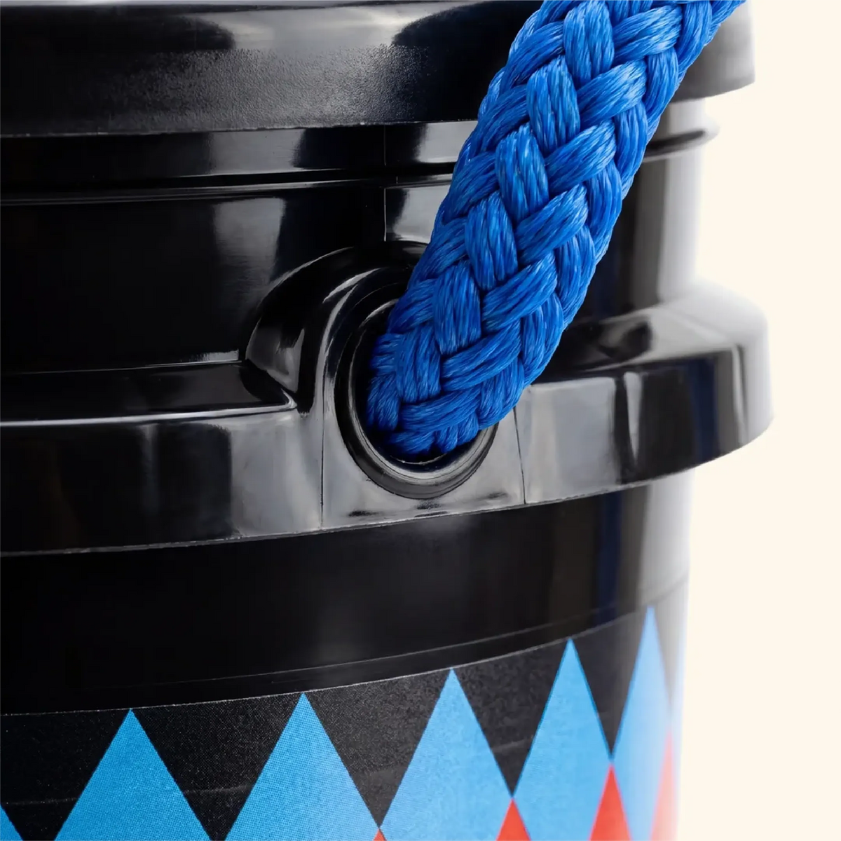 Close-up of the rope handle on the Original Chinook Seedery Big Bucket