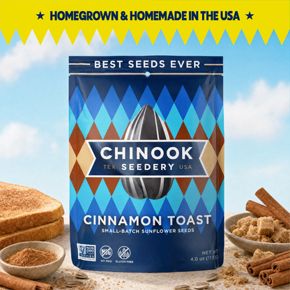 Chinook Seedery Cinnamon Toast sunflower seeds 4 oz bag