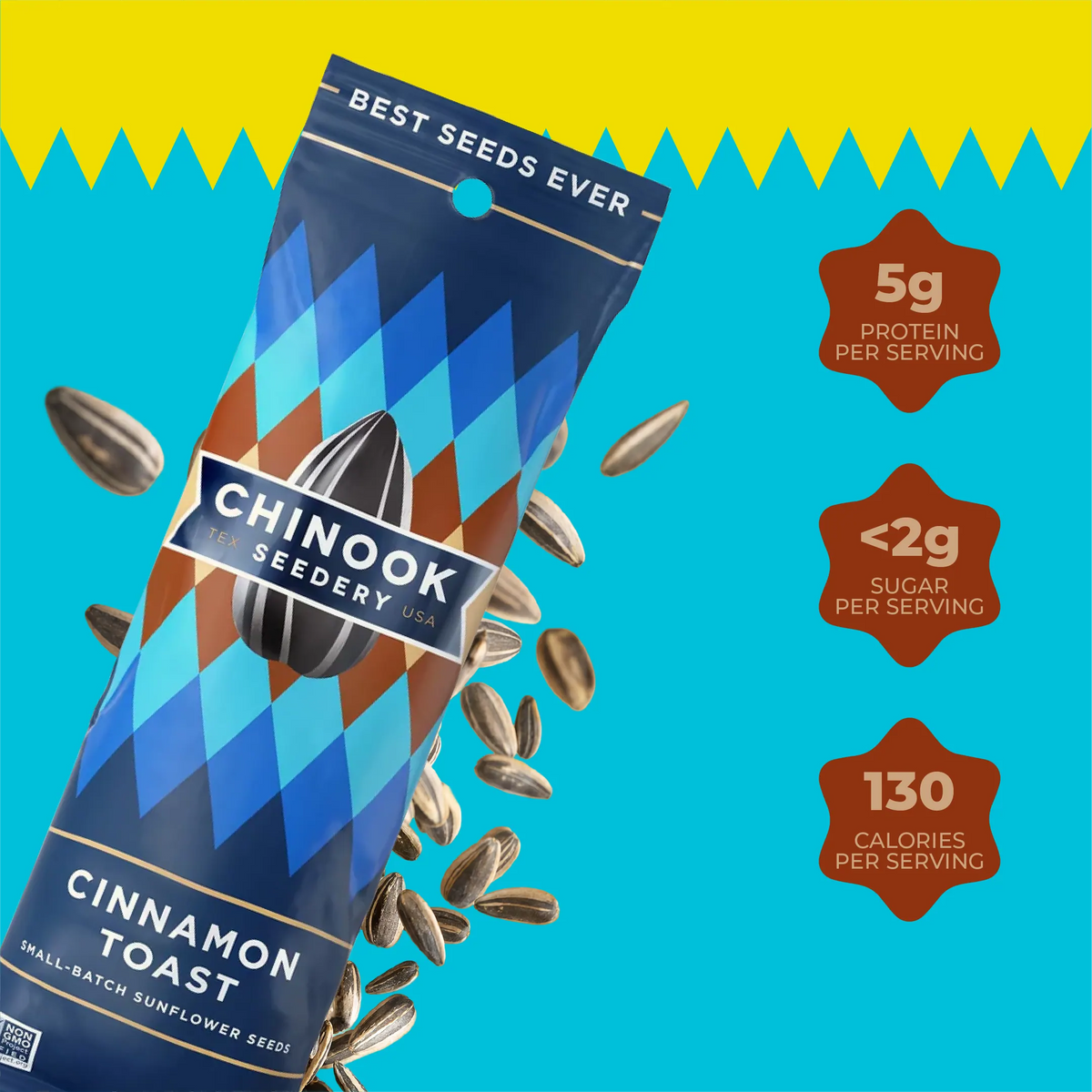 Cinnamon Toast 1.5 oz single serve bag with sunflower seeds