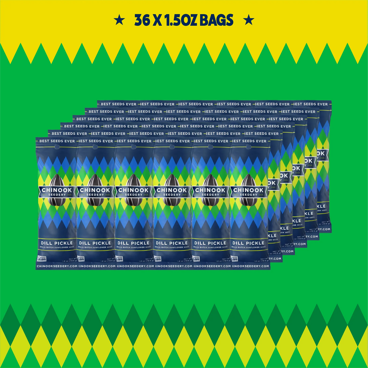 Case of 36 Dill Pickle 1.5 oz single serve sunflower seed bags