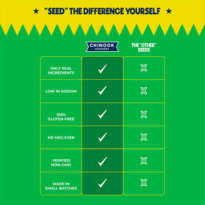 Comparison chart of Chinook Seedery sunflower seeds versus other seed brands