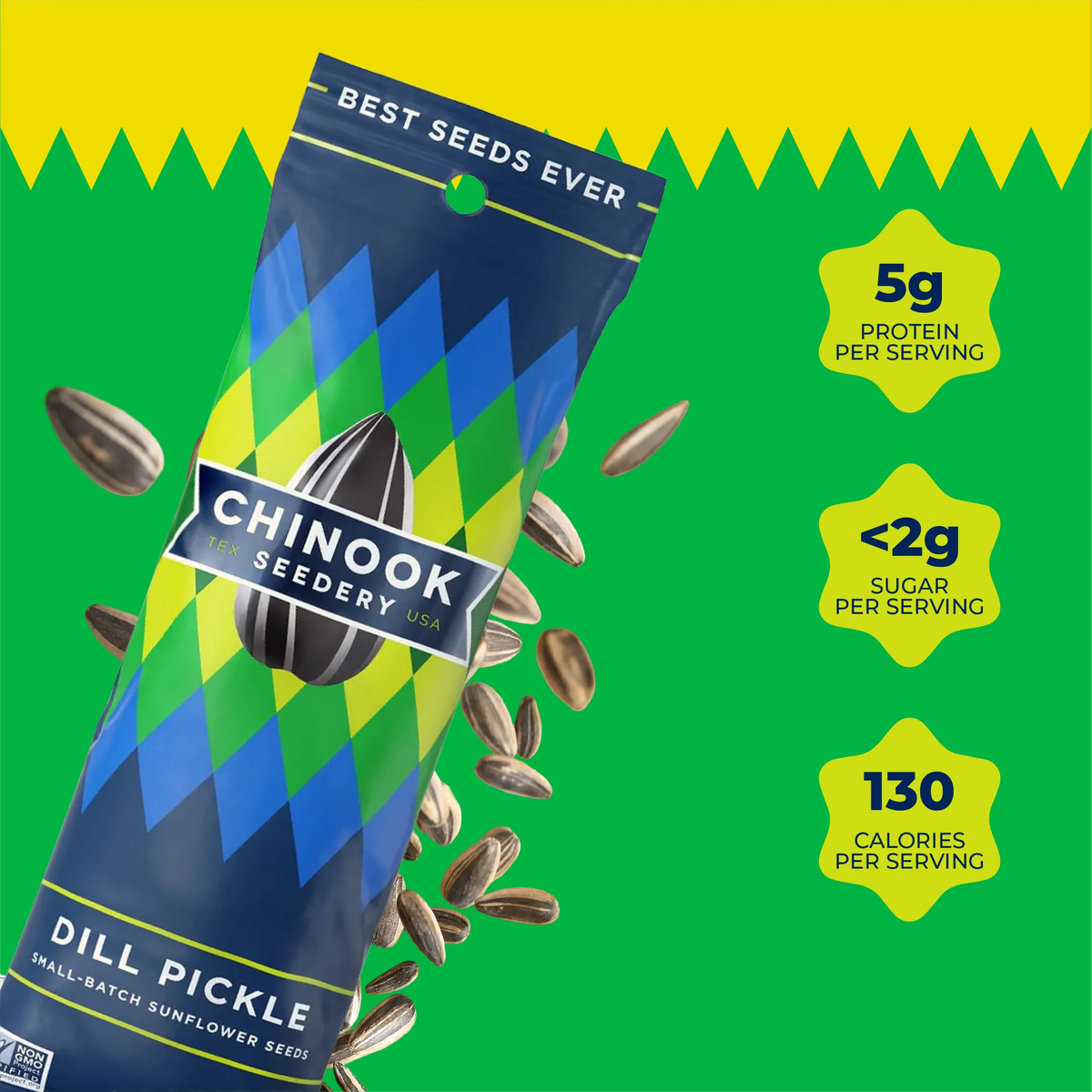 Dill Pickle 1.5 oz single serve bag with sunflower seeds