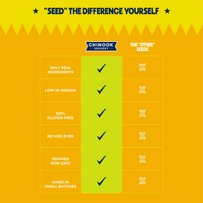 Comparison chart of Chinook Seedery sunflower seeds versus other seed brands