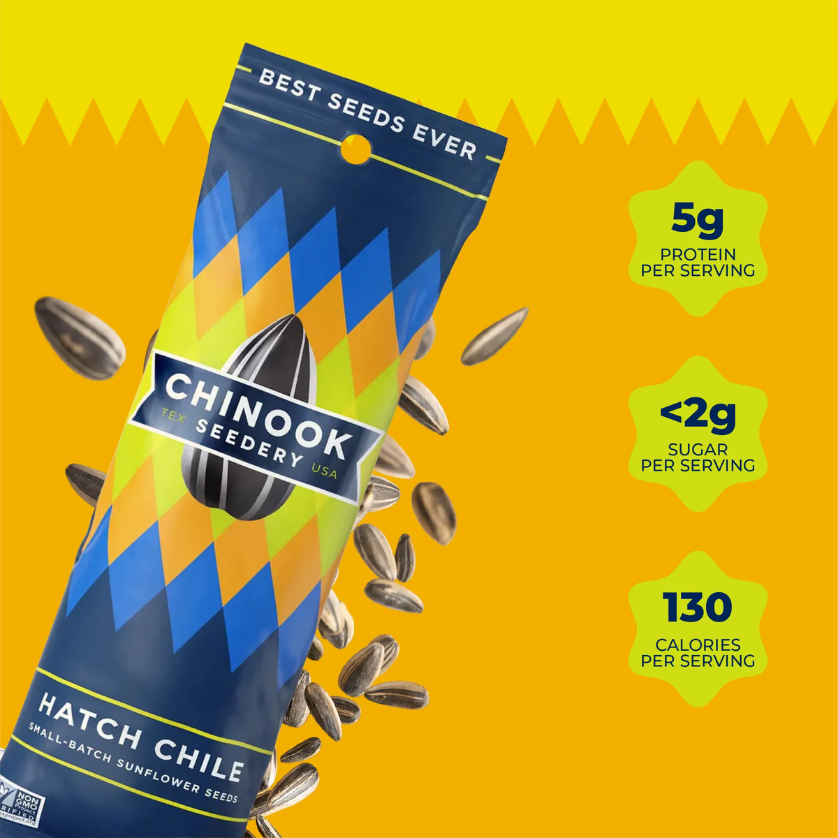 Hatch Chile 1.5 oz single serve bag with sunflower seeds