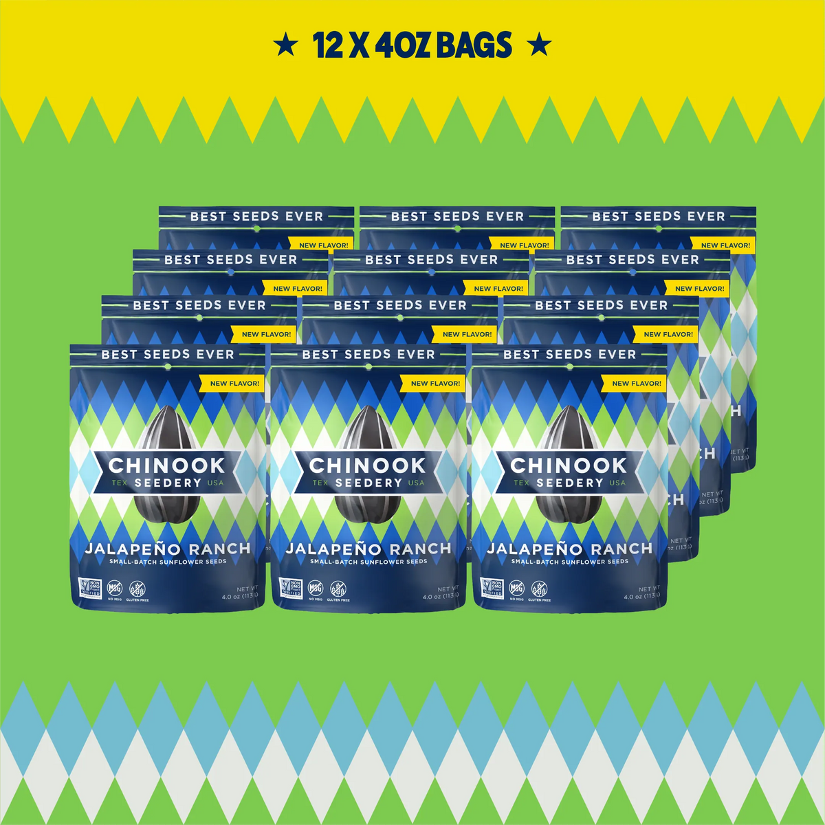 Case of 12 Jalapeño Ranch 4 oz sunflower seed bags
