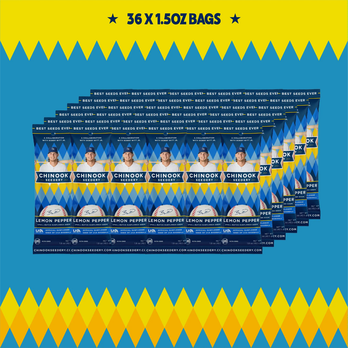 Case of 36 Lemon Pepper 1.5 oz single serve sunflower seed bags