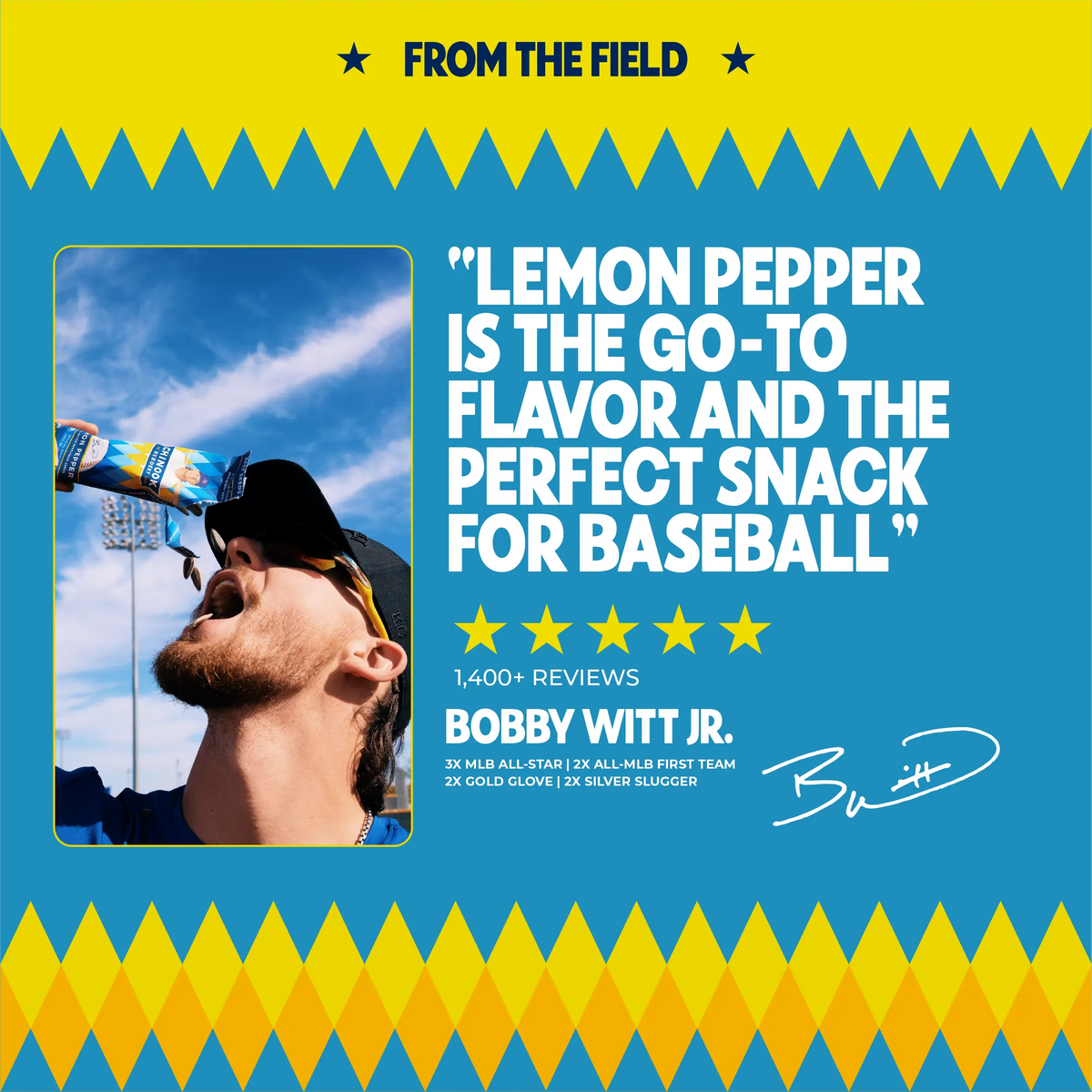 Bobby Witt Jr. quote about Chinook Seedery Lemon Pepper sunflower seeds
