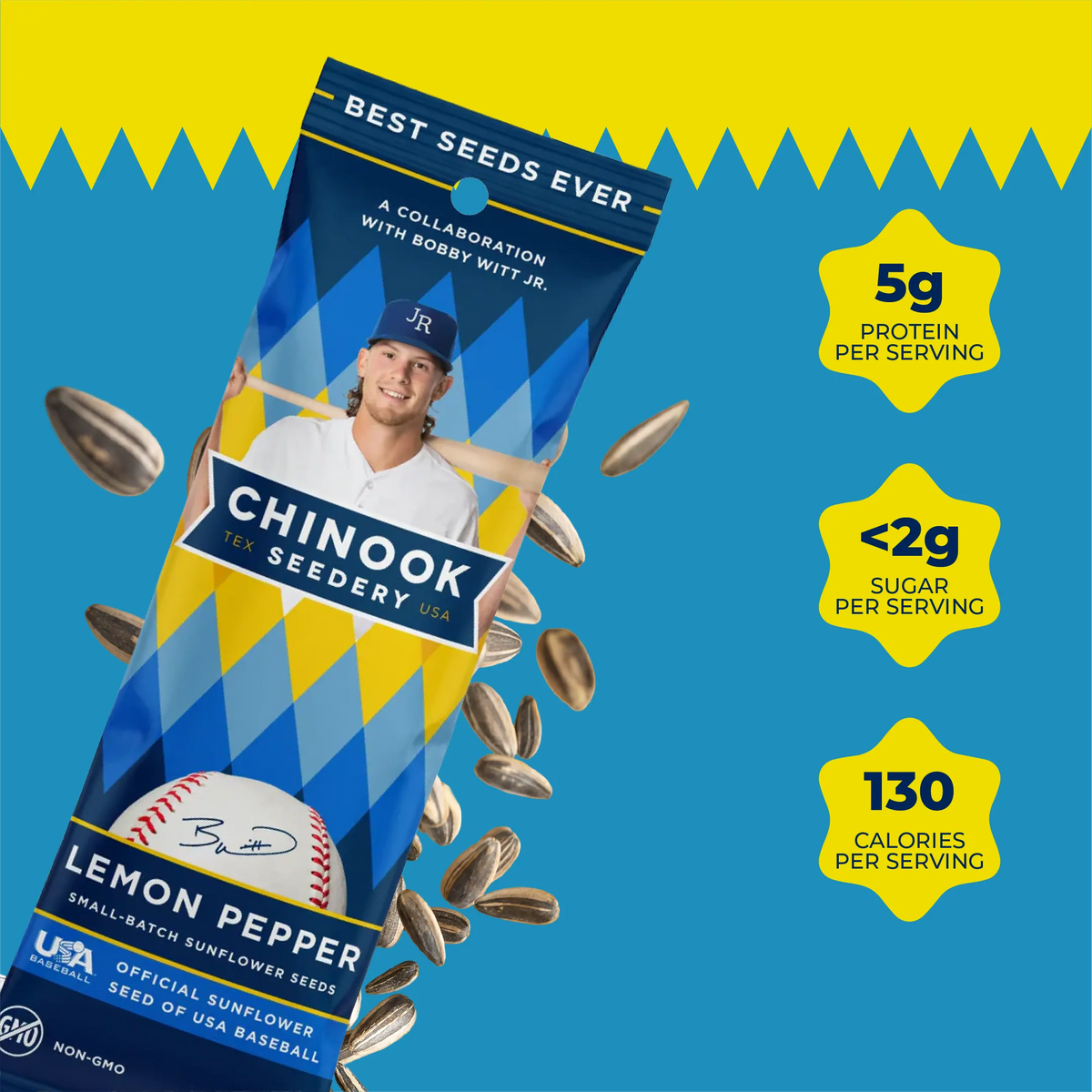 Lemon Pepper 1.5 oz single serve bag with sunflower seeds