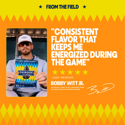 Bobby Witt Jr. quote about Chinook Seedery Parmesan & Pepper sunflower seeds