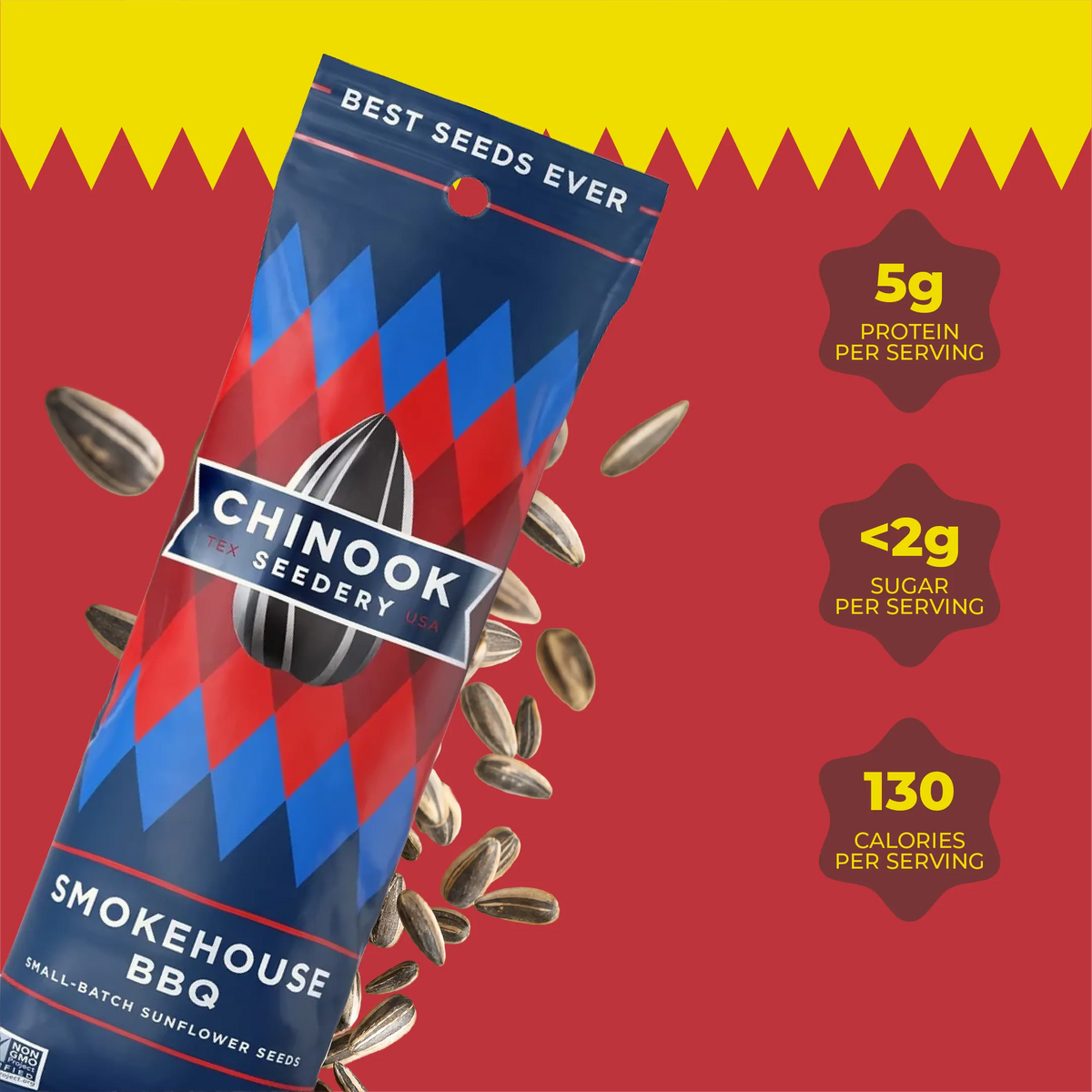 Smokehouse BBQ 1.5 oz single serve bag with sunflower seeds