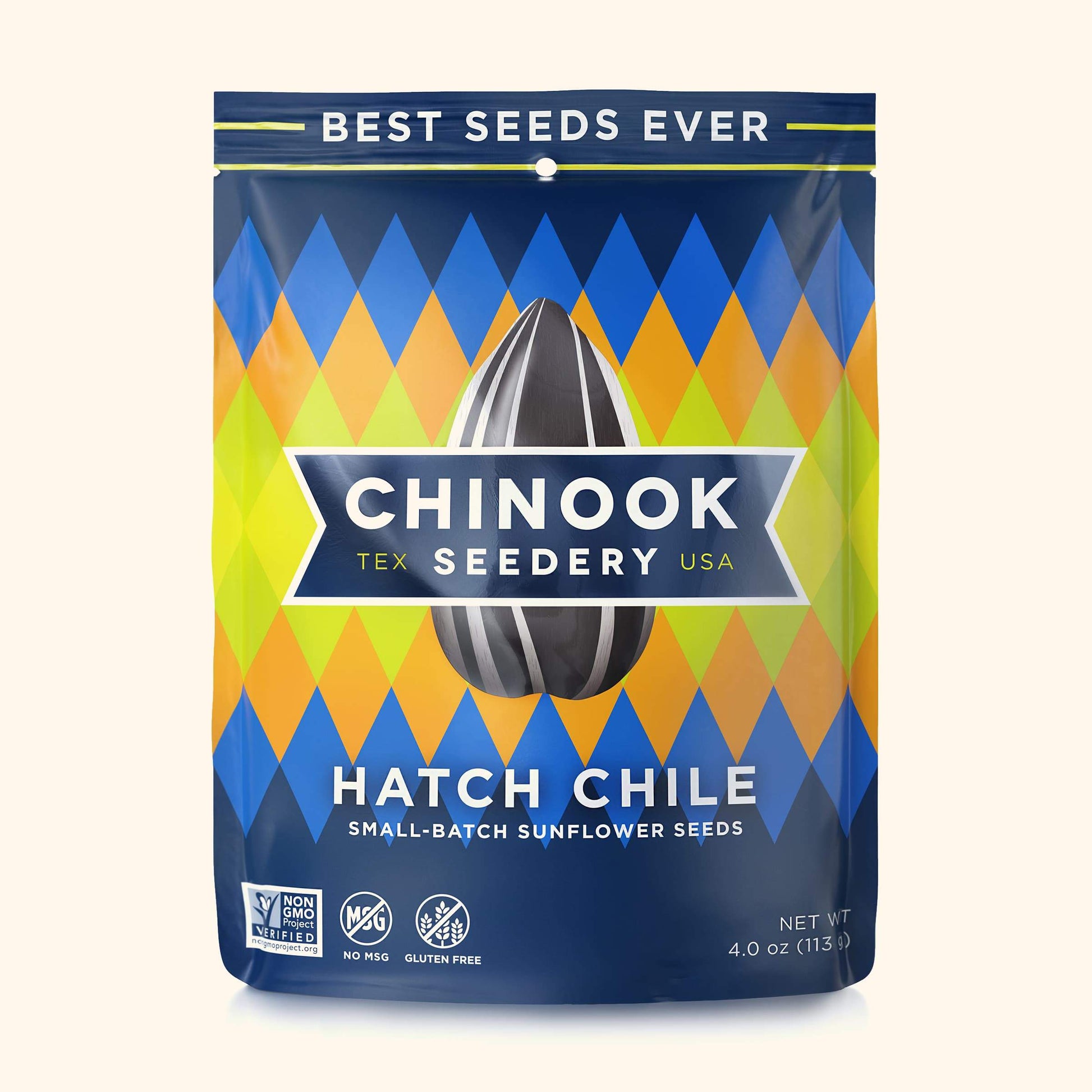 Hatch Chile 4.7 Ounce Resealable Stand-Up Pouches Chinook Seedery Case of 12 Large Bags 