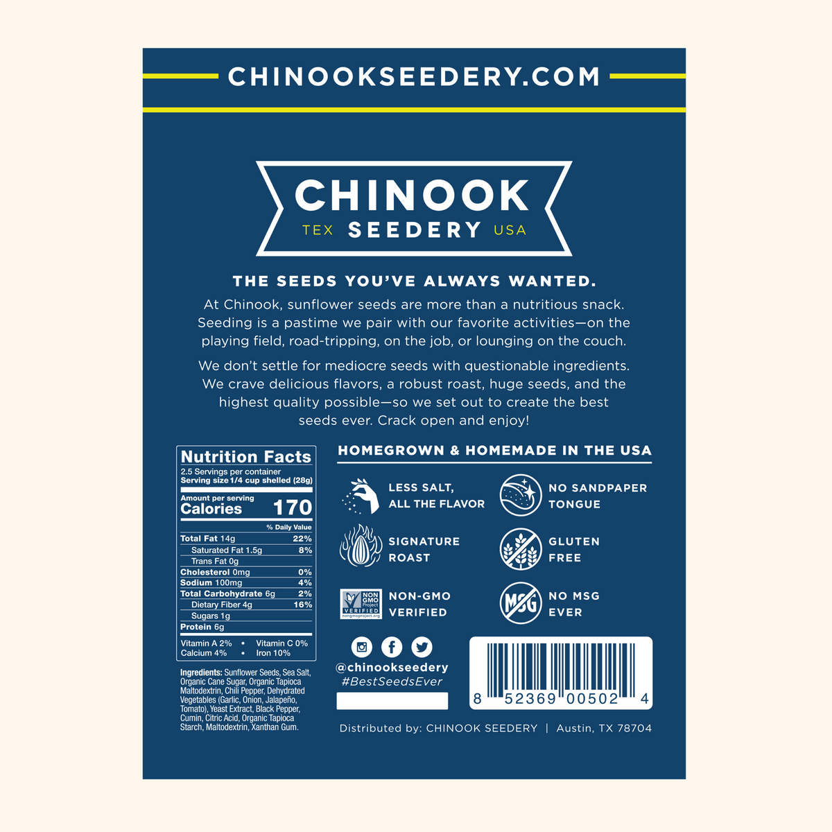 Hatch Chile Flavored Sunflower Seeds - 4 OZ - Chinook Seedery